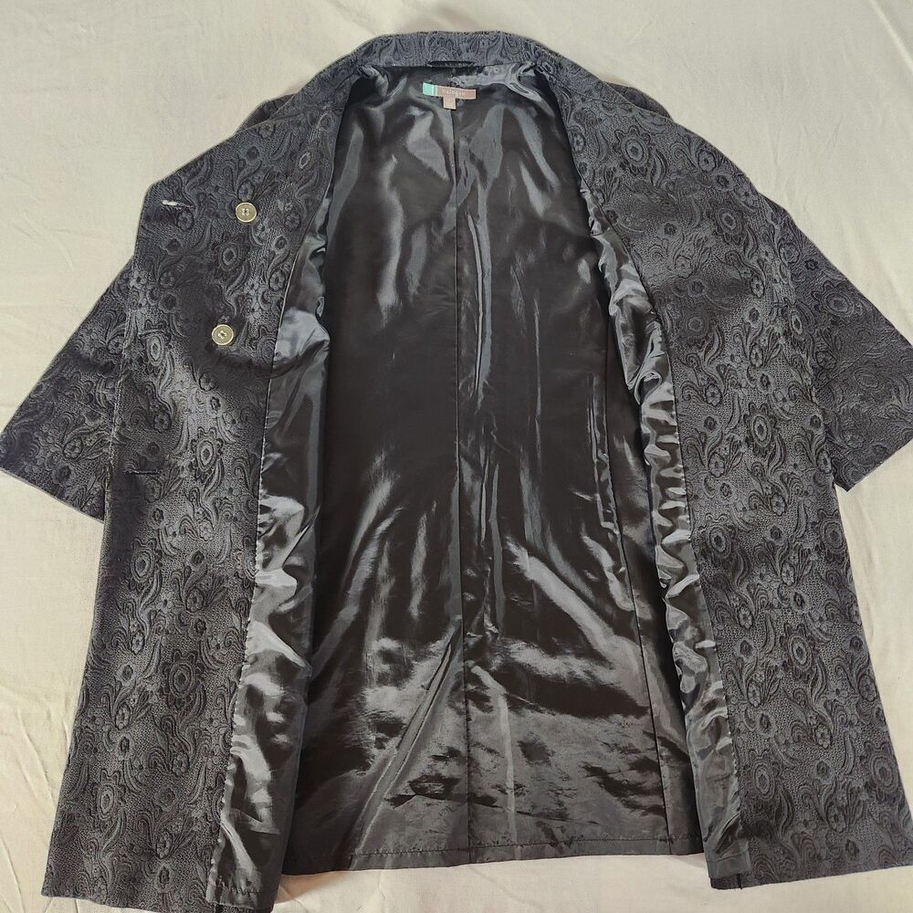 Halogen Women’s Jacquard Paisley Coat Jacket Gray Double Breasted Size L - Picture 4 of 9